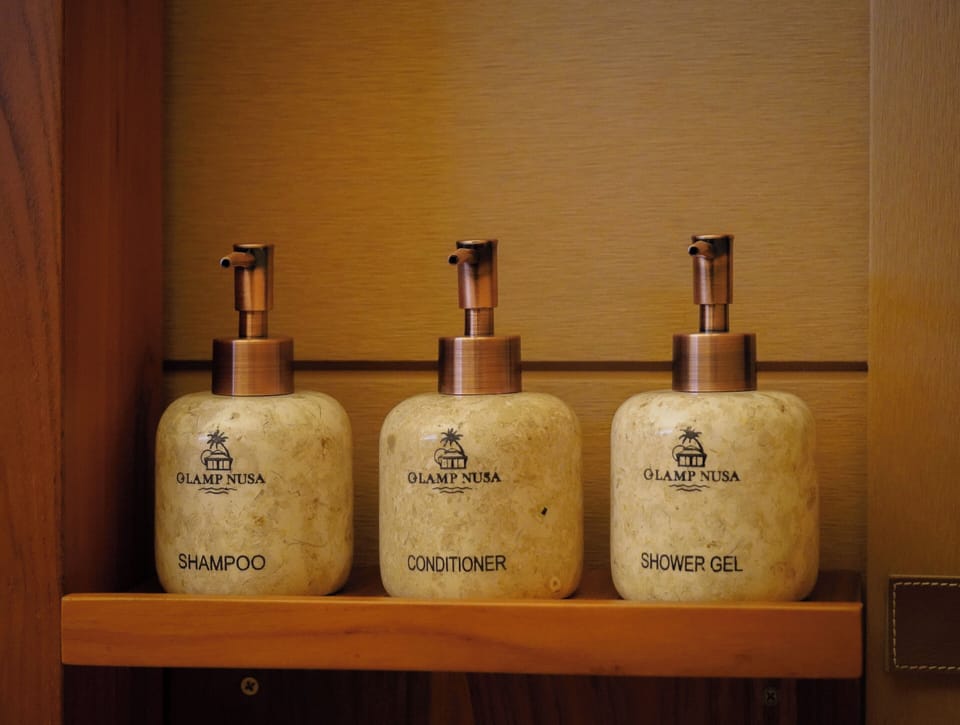 Shower, rainfall showerhead, hair dryer, slippers