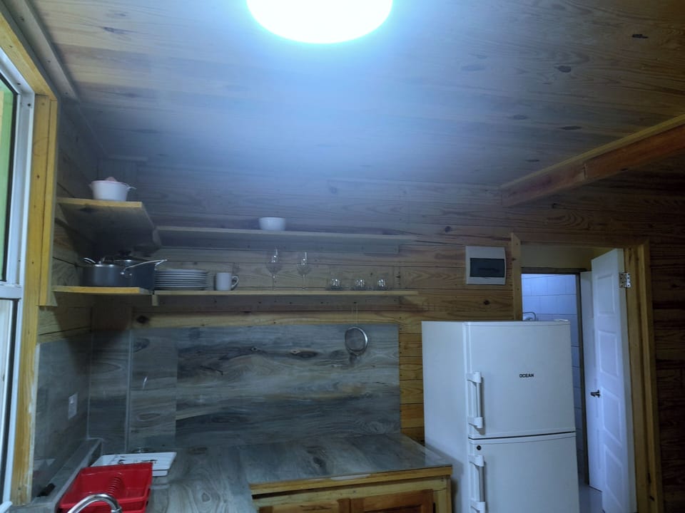 Basic Cabin, 2 Bedrooms, Refrigerator | Private kitchenette | Fridge, oven, dining tables