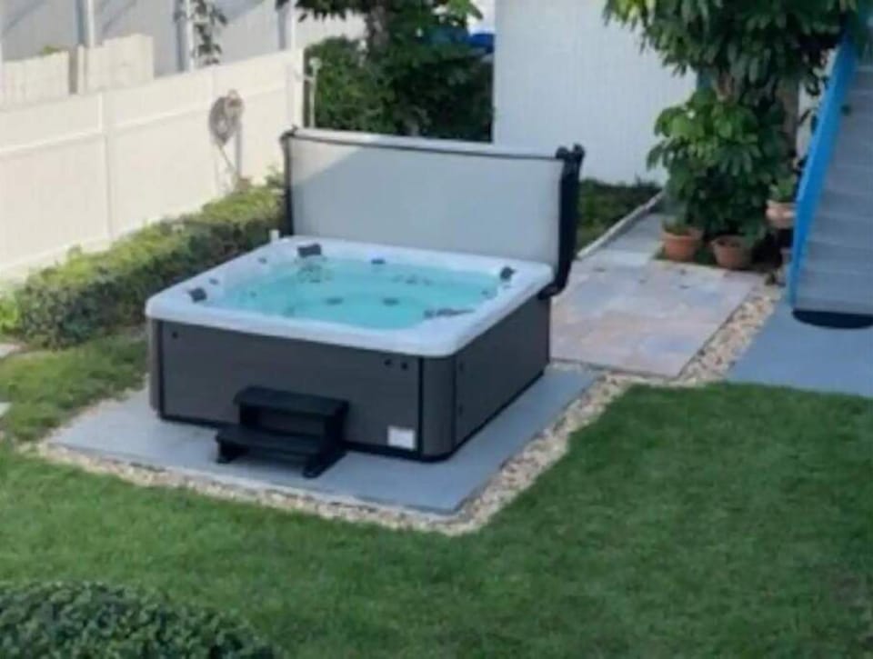 8 person hot tub available for guests from 9am - 9pm. Maintained by spa company