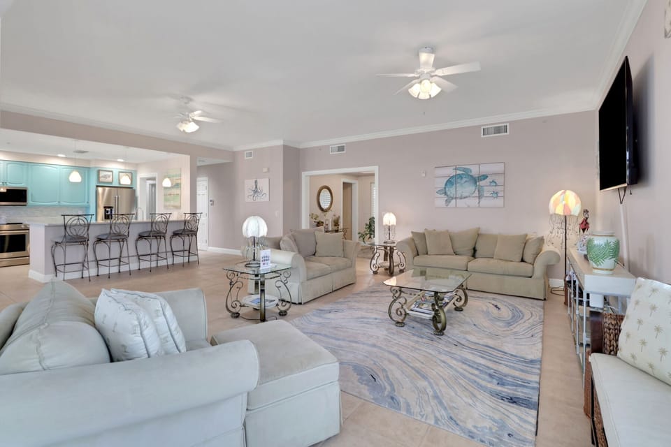 Well-chosen furnishings are stylish and comfortable.