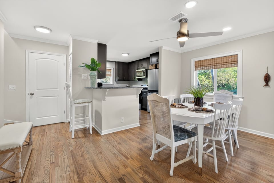 Dining room and kitchen area.