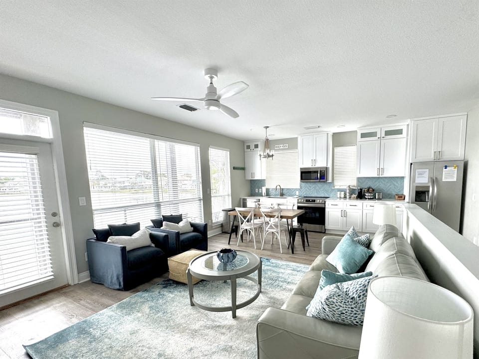 Upstairs living area and kitchen