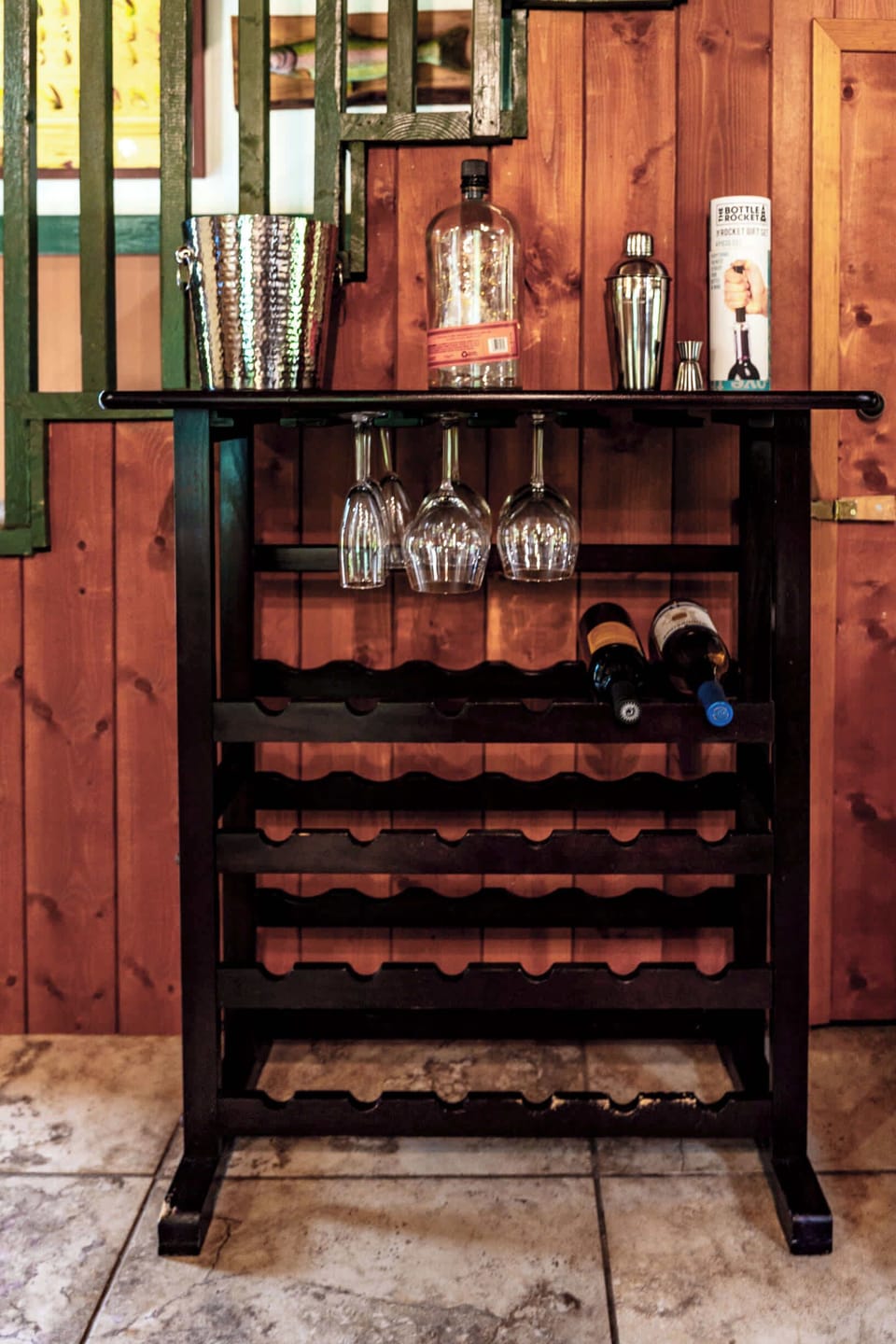 Wine rack and cocktail shaker