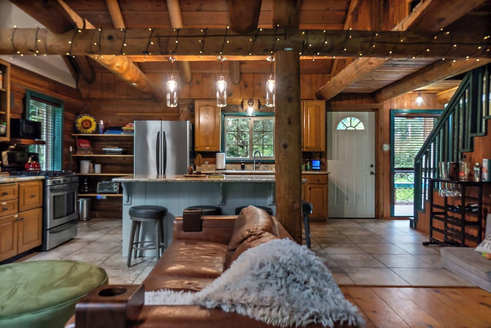 You enter in the great room, with traditional open space living.