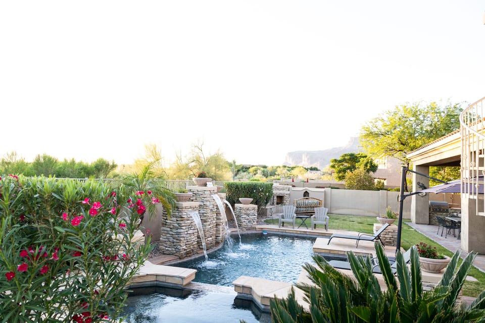 Waterfalls in the serene backyard