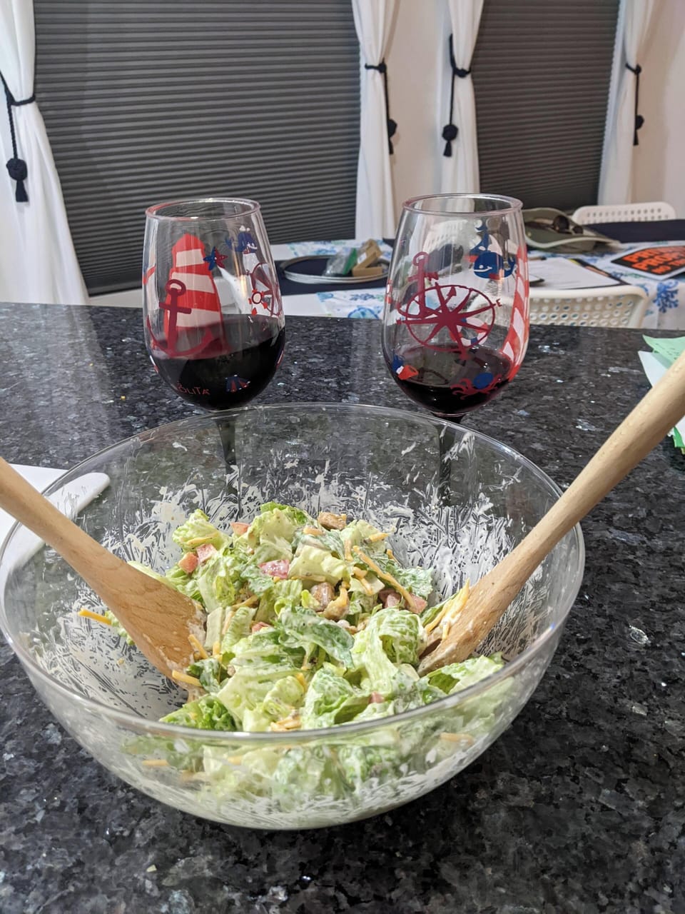 Wine and salad