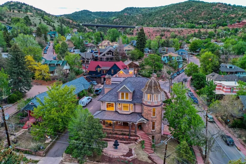 Tranquil, luxurious one- level retreat is one block to Manitou's downtown.