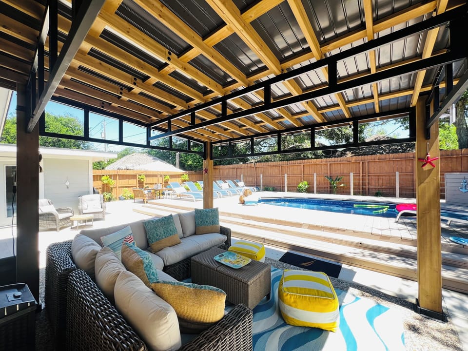 Your private resort, pool, sundeck, gazebo with seating,  dinning  and gas grill