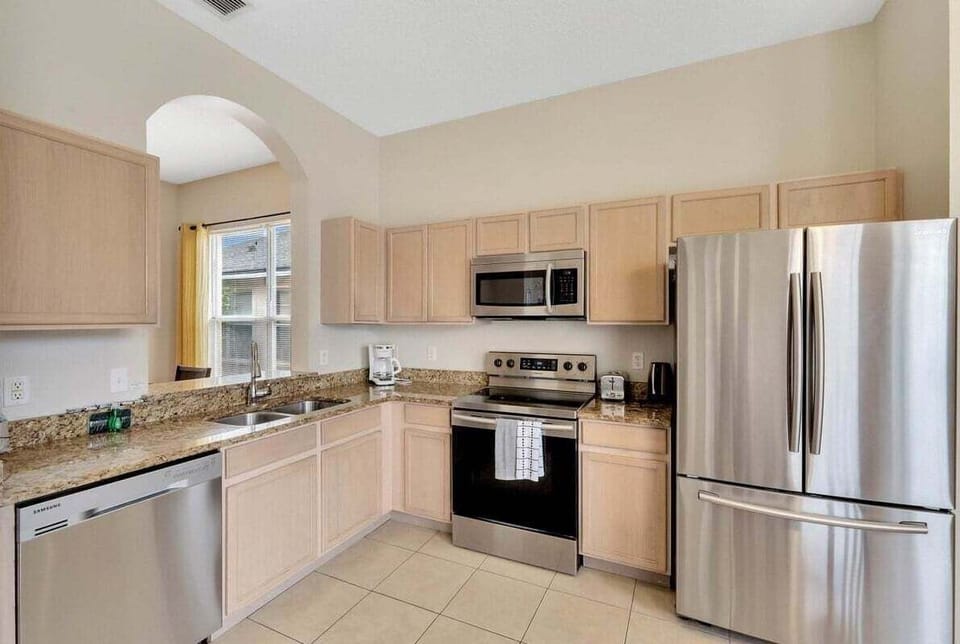 Prepare meals with full-size appliances, plenty of counter space, and cookware basics