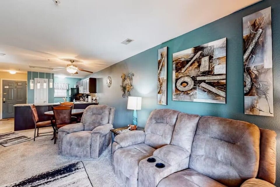 Sink into the luxuriously plush and comfortable couch after a day filled with fun and unforgettable memories
