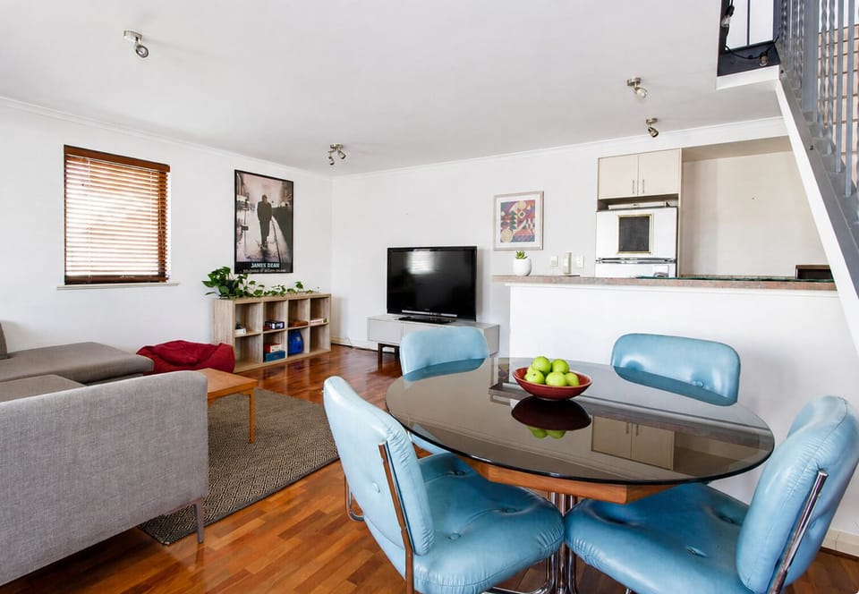 DIning area with Mid century style furniture