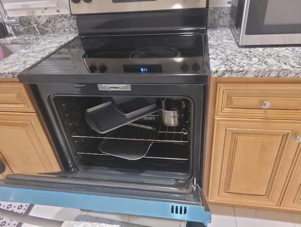 Kitchen with cooking pans