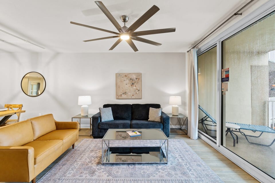 Gulf Front Living Area with Sleeper Sofa