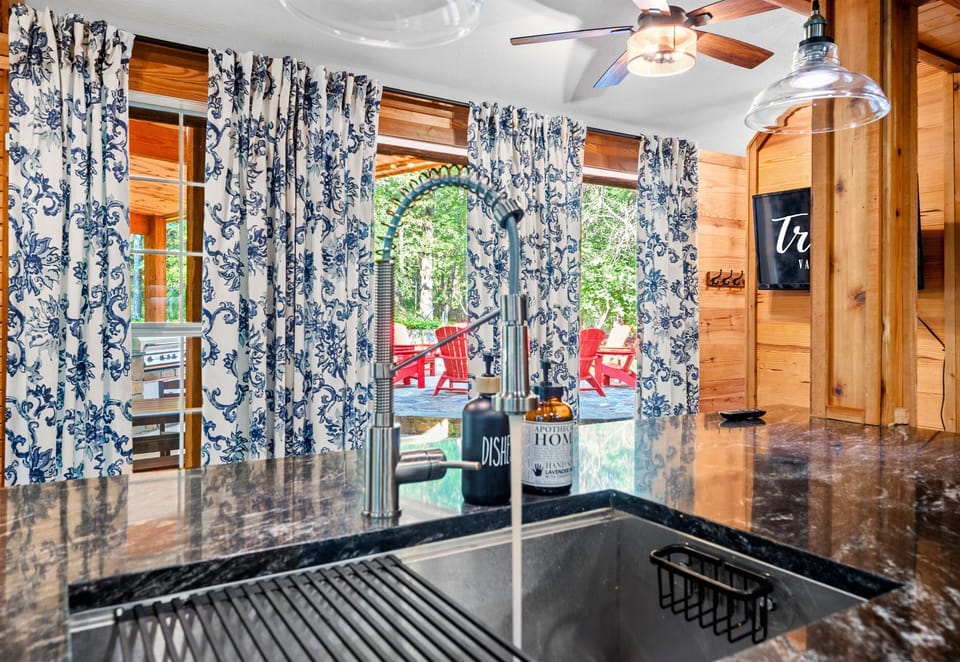 Enjoy views of the outdoors while washing up, adding a touch of nature to your daily routine.