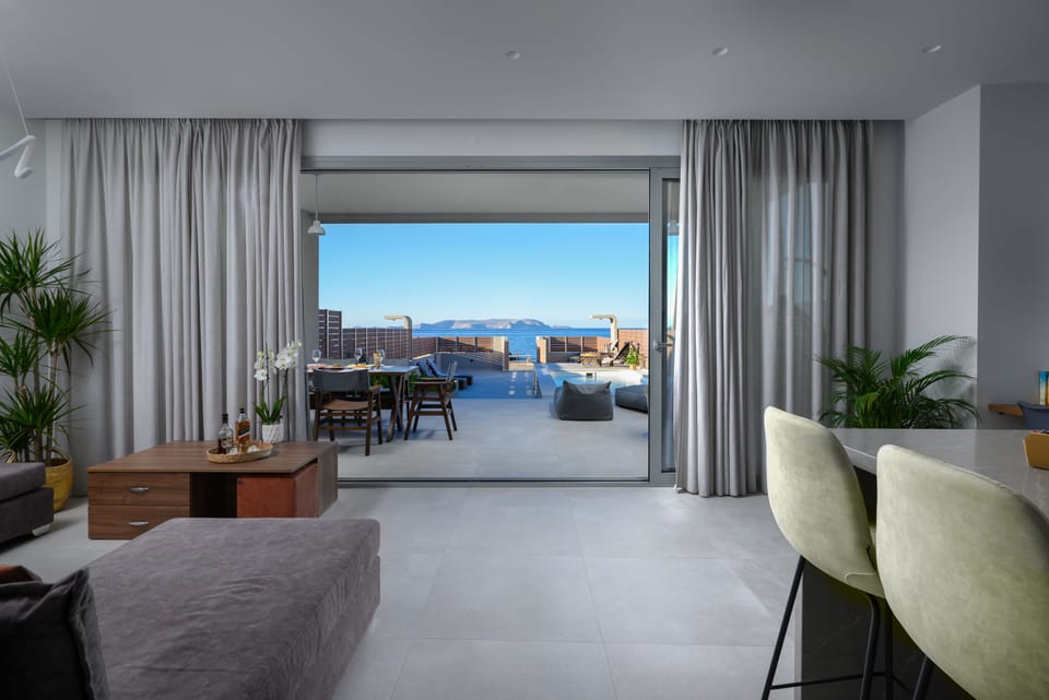 Villa, 3 Bedrooms, Sea View | Living room | 52-inch Smart TV with satellite channels