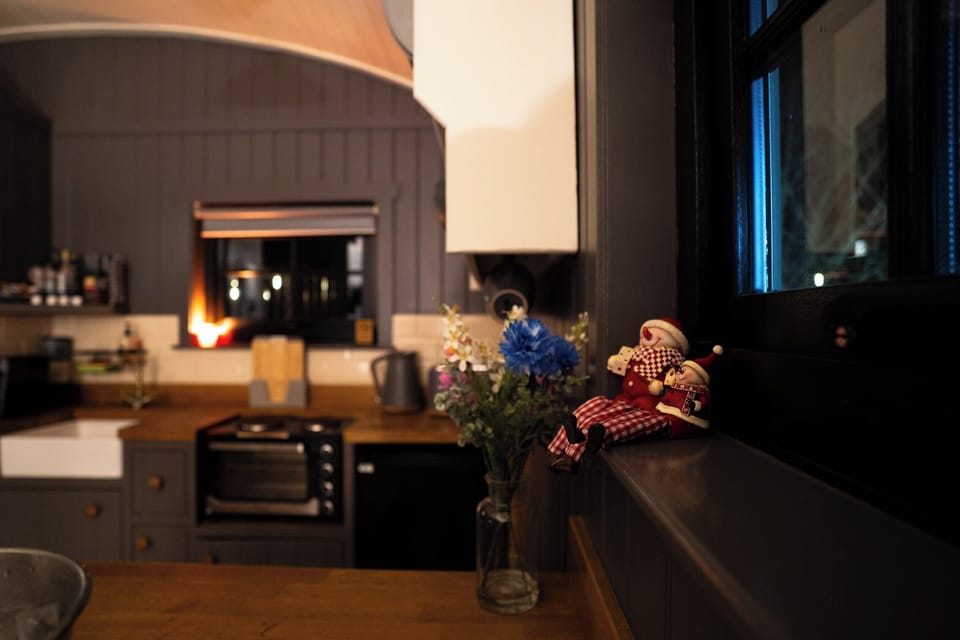 Fridge, oven, stovetop, electric kettle