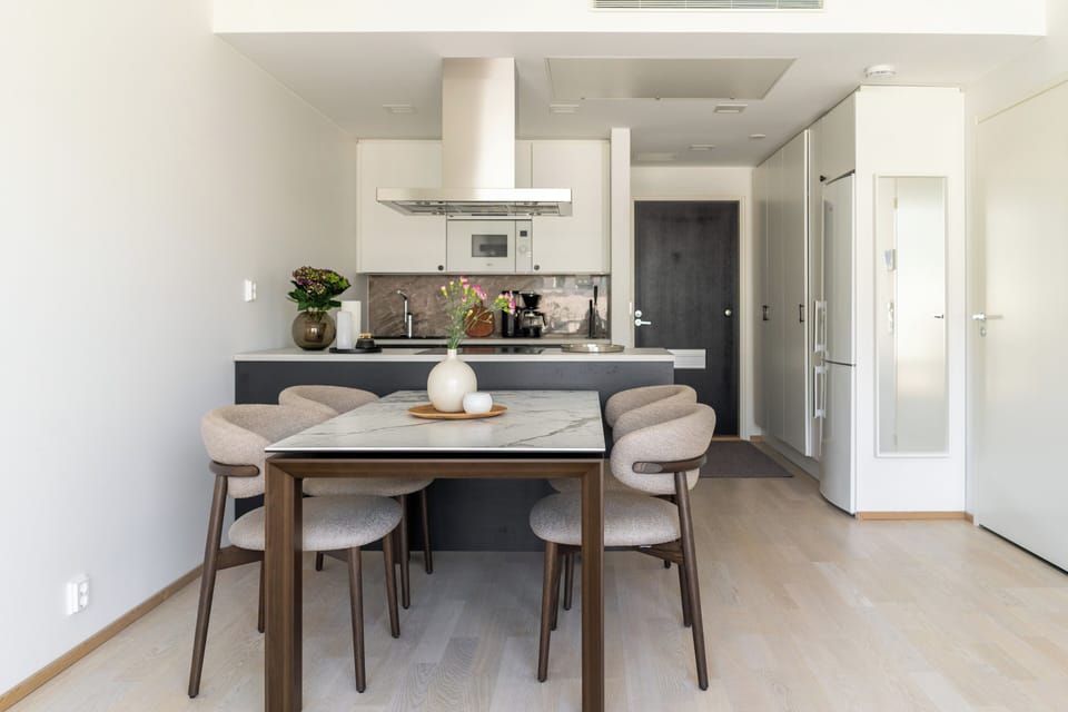 Apartment | Private kitchen | Full-size fridge, microwave, oven, stovetop