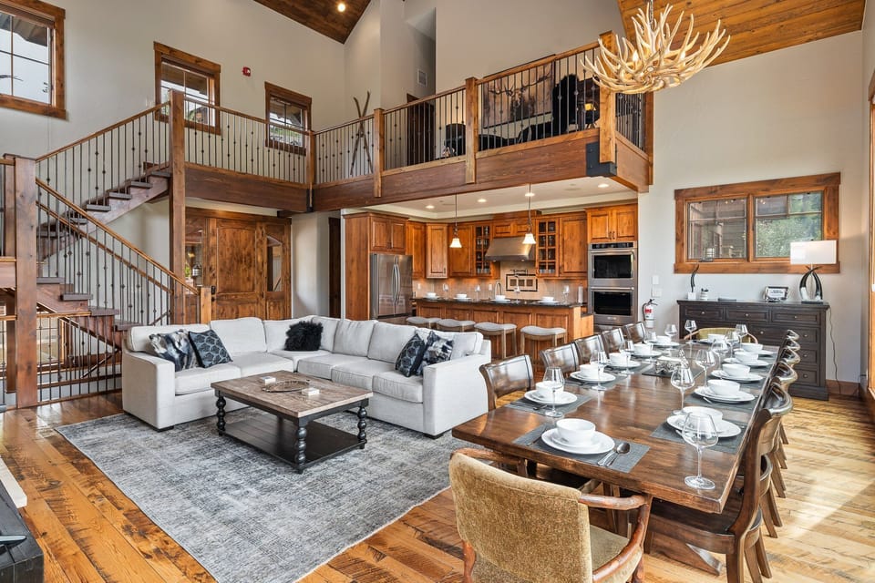 Living and Dining Room With Loft Overlooking