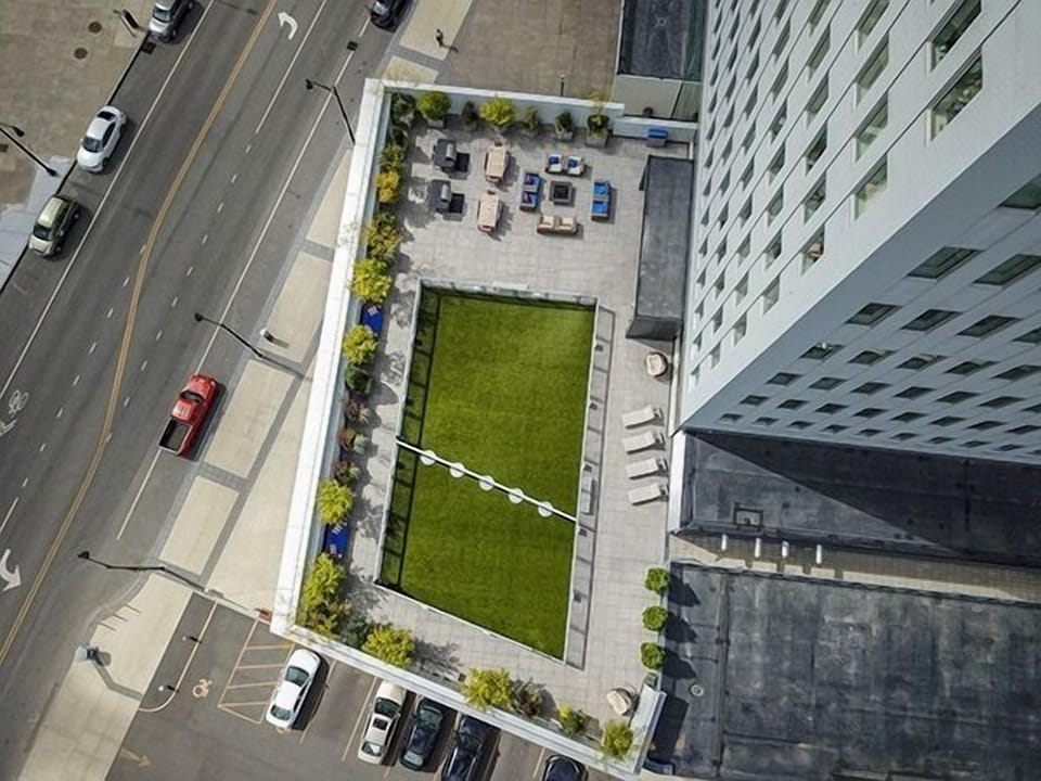 Looking Down onto Rooftop Terrace