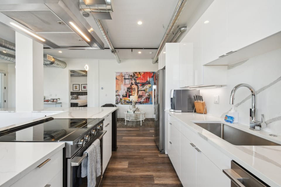 Condo, Multiple Beds, Patio, City View ((R01) 3198 Blake St. Unit 201) | Private kitchen | Fridge, microwave, oven, stovetop