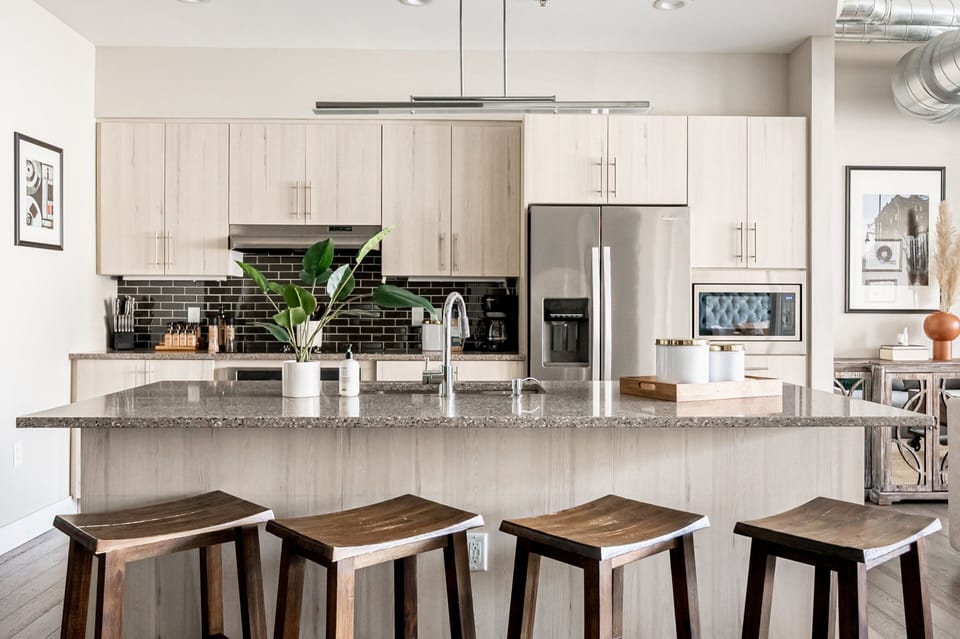 Condo, Multiple Beds, Patio, City View ((R06) 3198 Blake St. Unit 303) | Private kitchen | Fridge, microwave, oven, stovetop