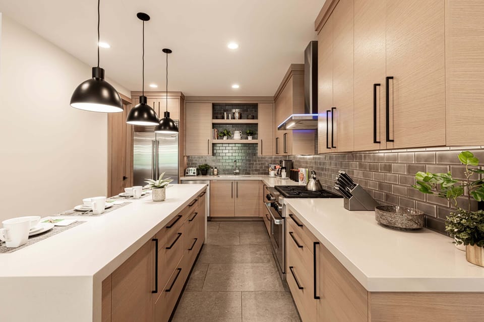 Gourmet kitchen with a large center island