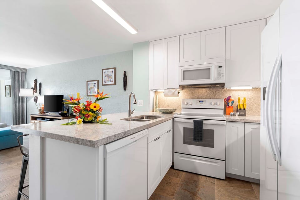 Well-equipped kitchen provides everything you need for convenient meal preparation