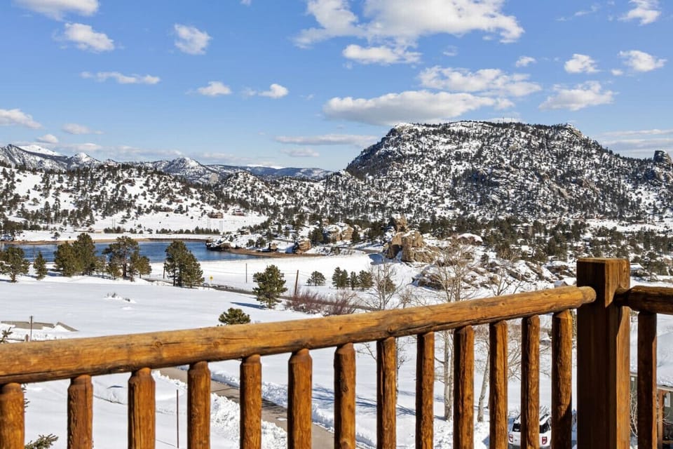 View from Deck of Mary`s Lake and RMNP