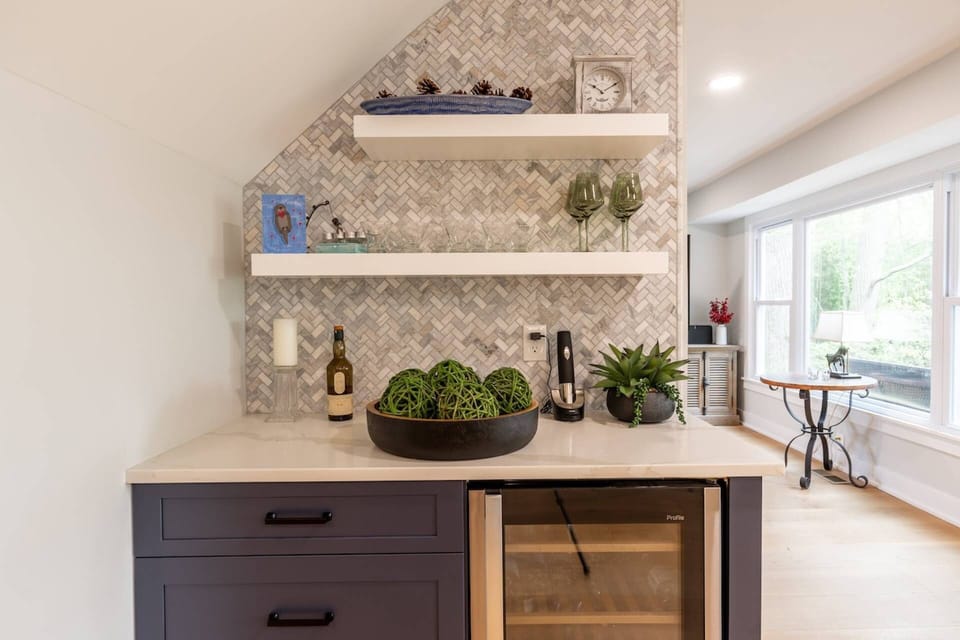 Store your wine and mix drinks at the bar with the beverage fridge.