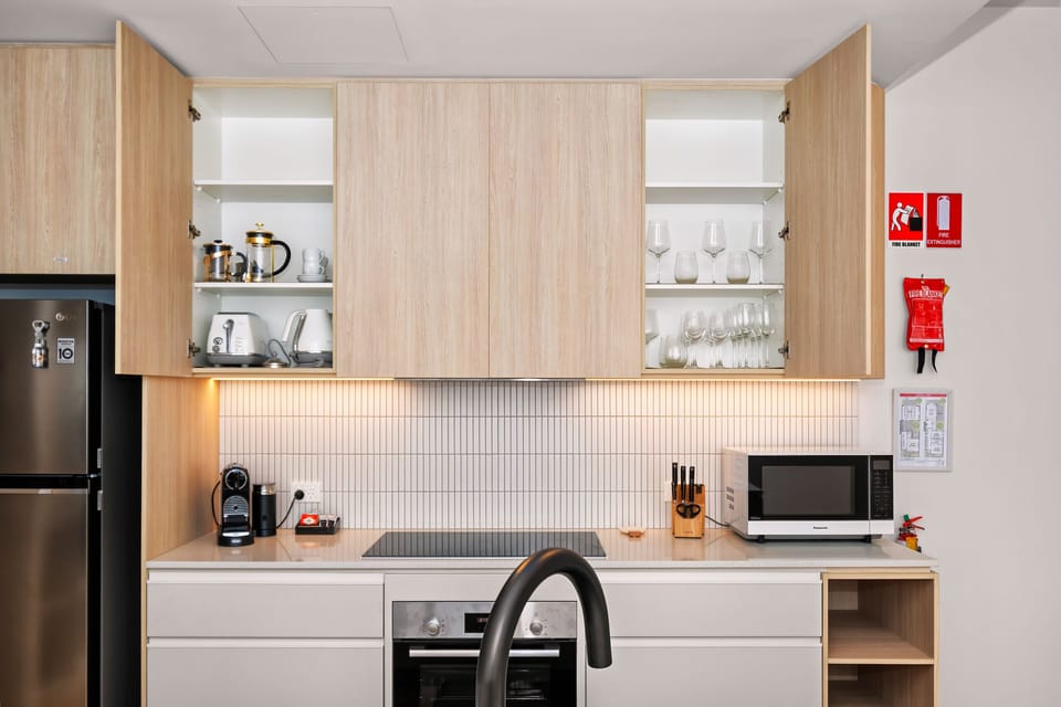 High end toasters, Kettle, Nespresso machine with pods, tea and coffee plungers