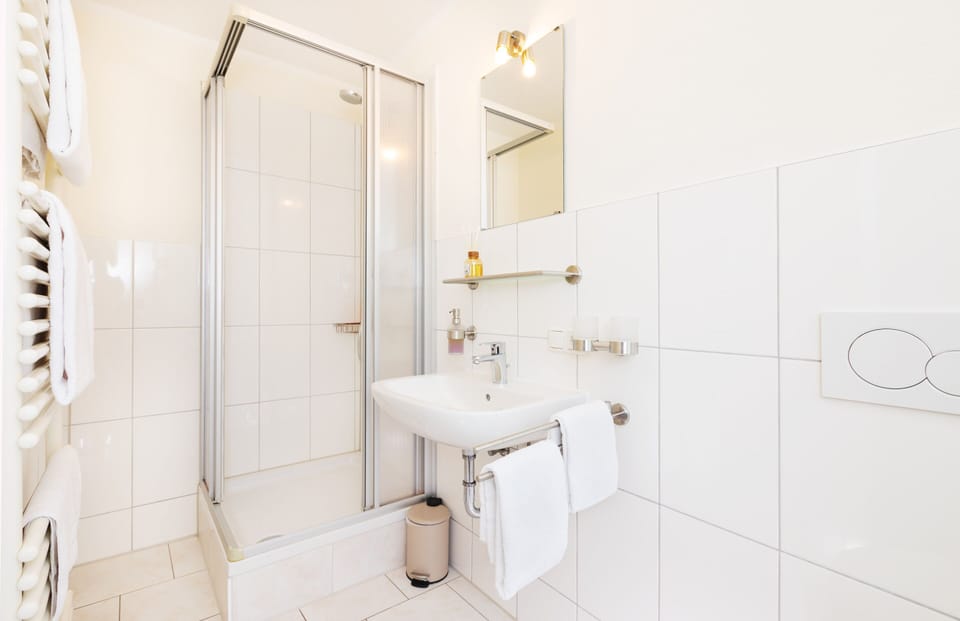 Standard Double Room, 1 Double Bed | Bathroom | Shower, hair dryer, towels, soap