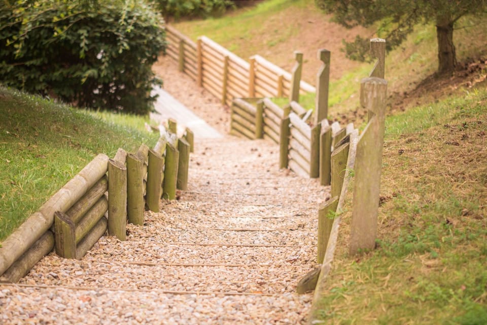 Gravel steps at Imogen lodge at Brompton Lakes.