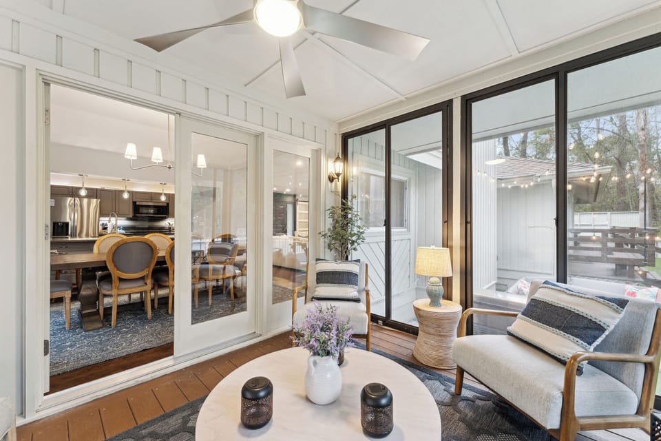 Screened porch for lounging and relaxing