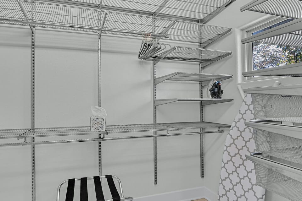 The unit has a large closet for guest storage