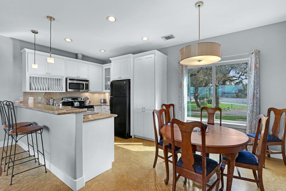 Dining is adjacent to the kitchen