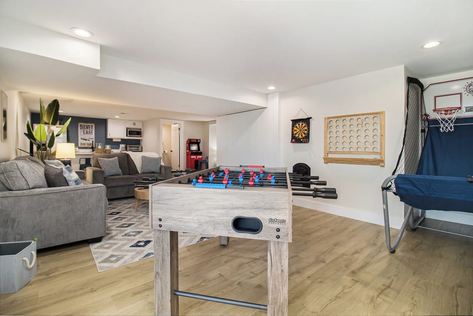 Walk-out basement game room 
