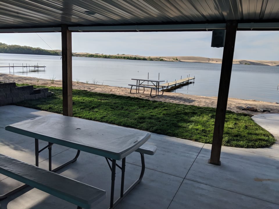 Shaded patio for those who don't like the sun but love the lake!