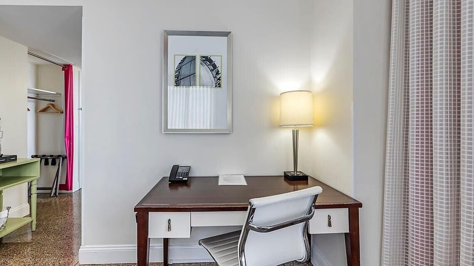 In-room safe, desk, laptop workspace, iron/ironing board