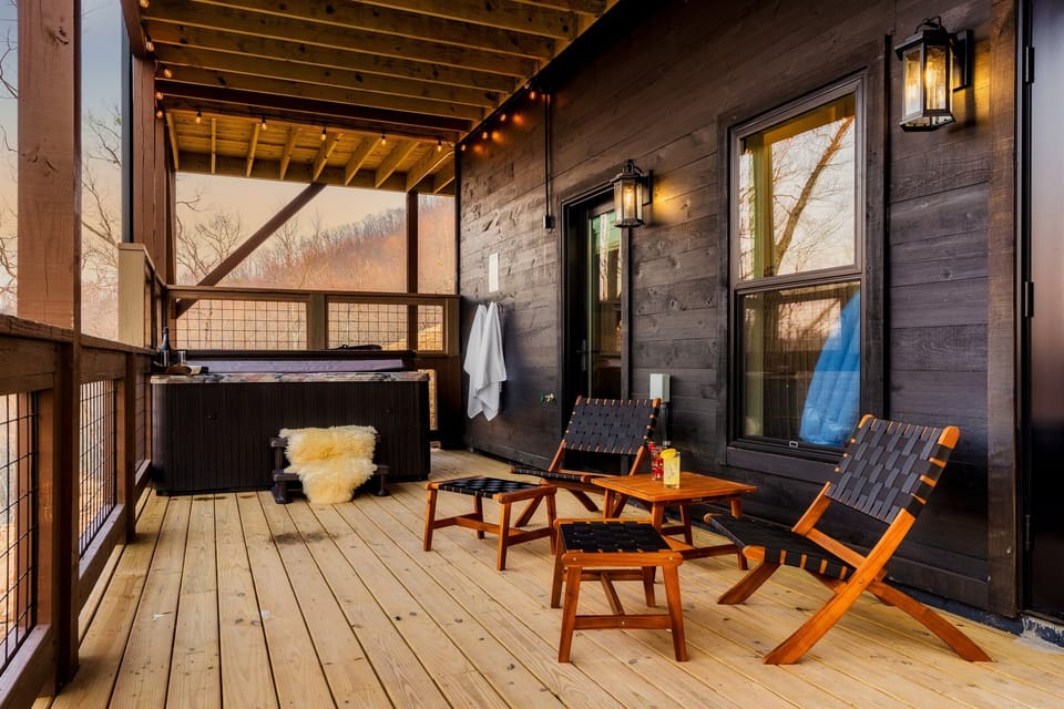 Kick back in stylish chairs, soak under the stars, and enjoy mountain views!