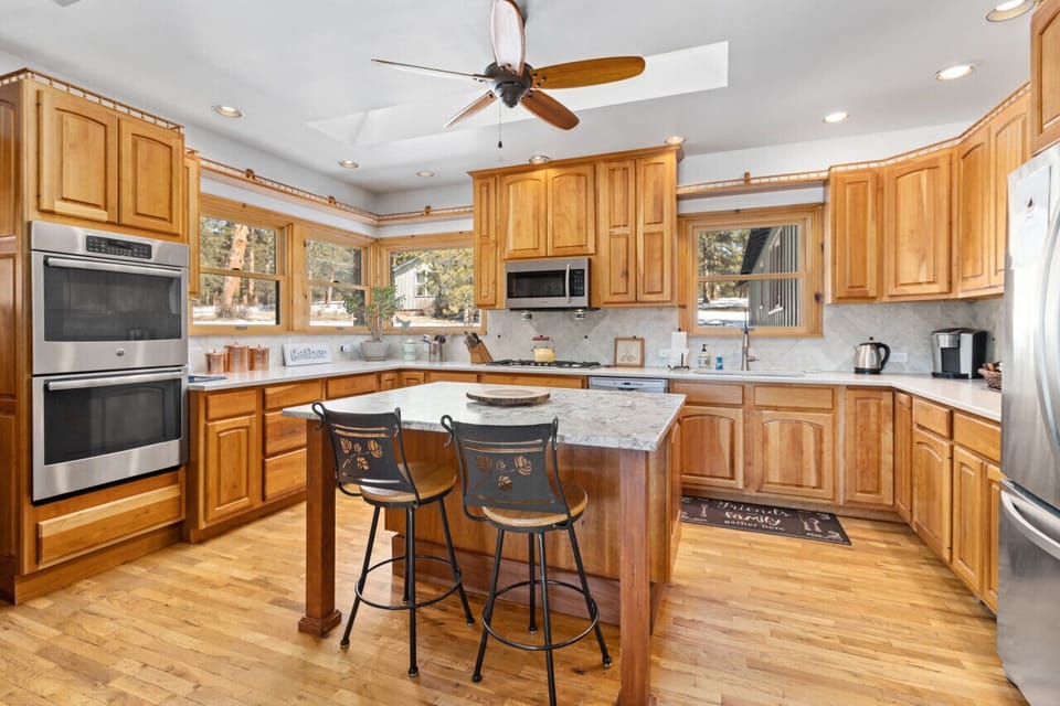 Large modern kitchen with skylights