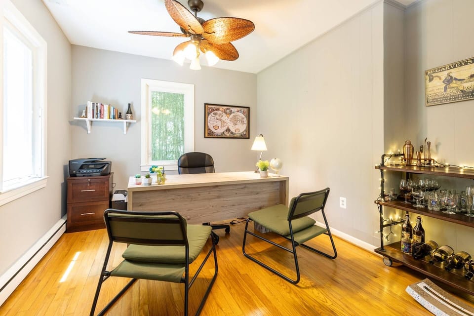 Login to the home's free wifi and take advantage of the office's printer and shredder.