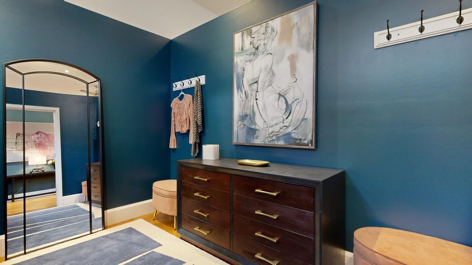 Recharge surrounded by bold prints and custom furniture 
