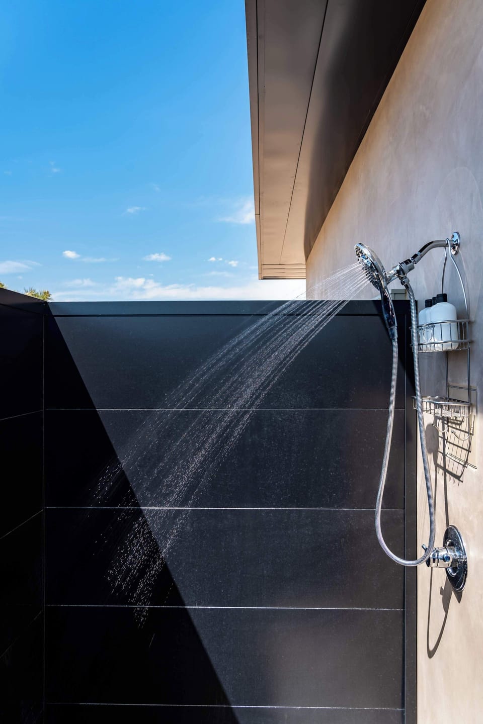 Outdoor shower off the main house bathroom