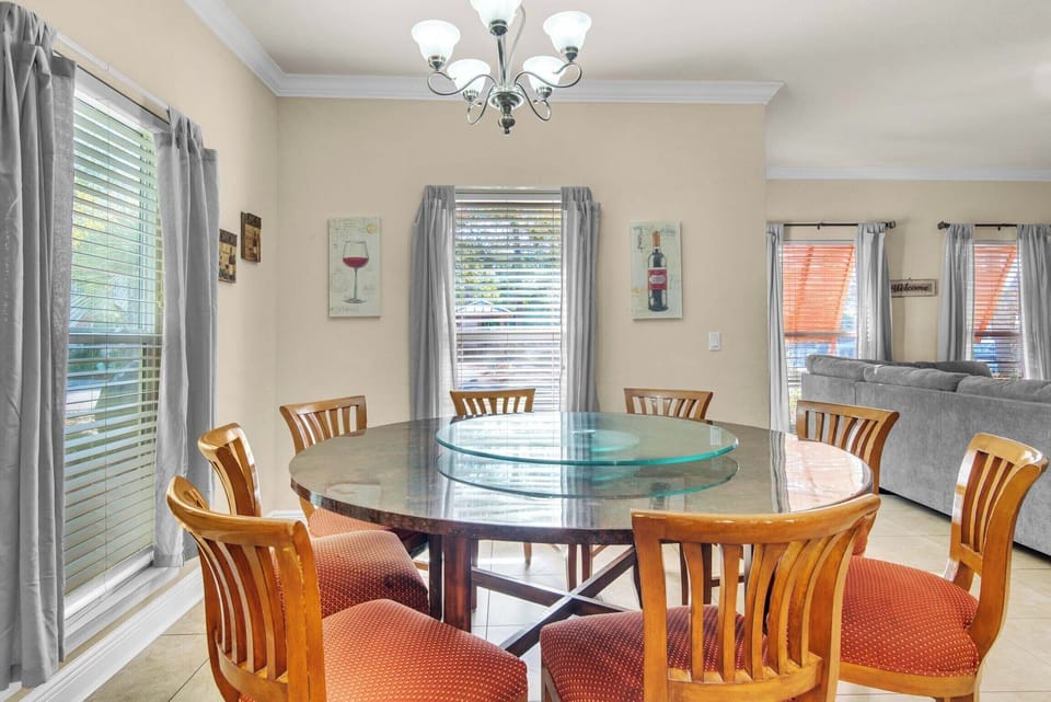 Dining table with seating for eight