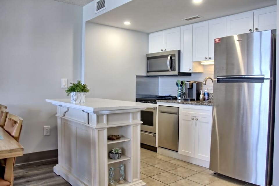 The kitchen and island