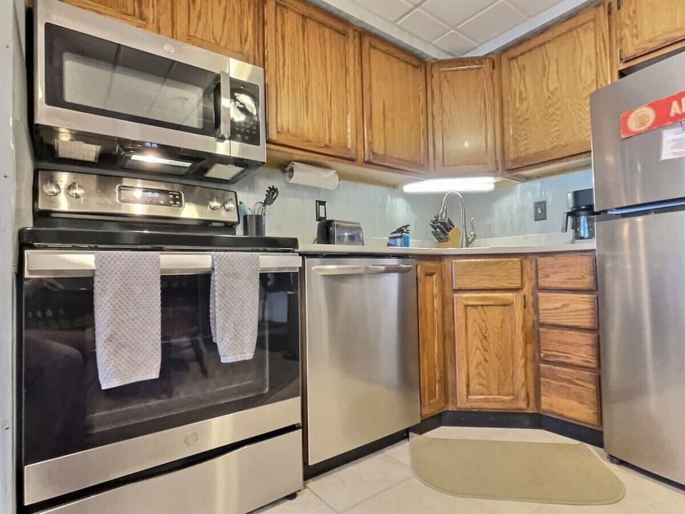 The kitchen stocked and ready for you to make your favorite dishes.