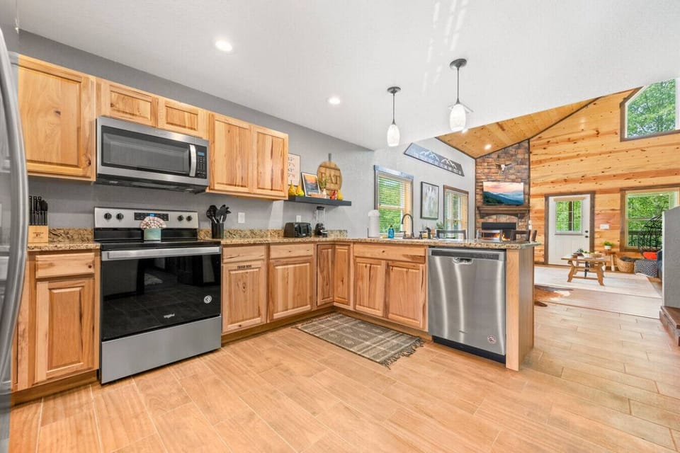 The fully-equipped, modern kitchen provides a great space to make meals or enjoy takeout from any of the local restaurants.