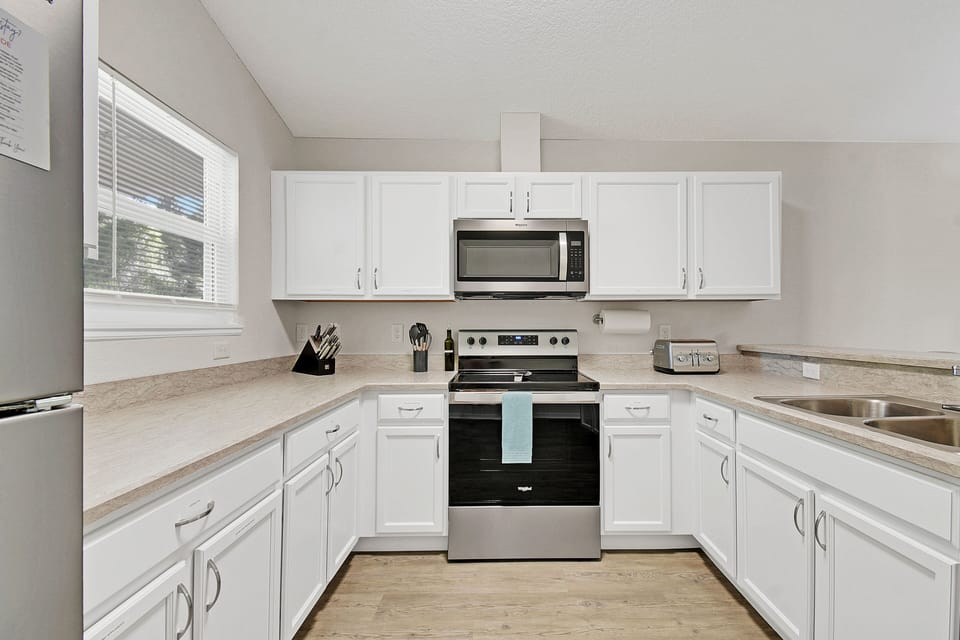 Fully stocked kitchen with brand new appliances 