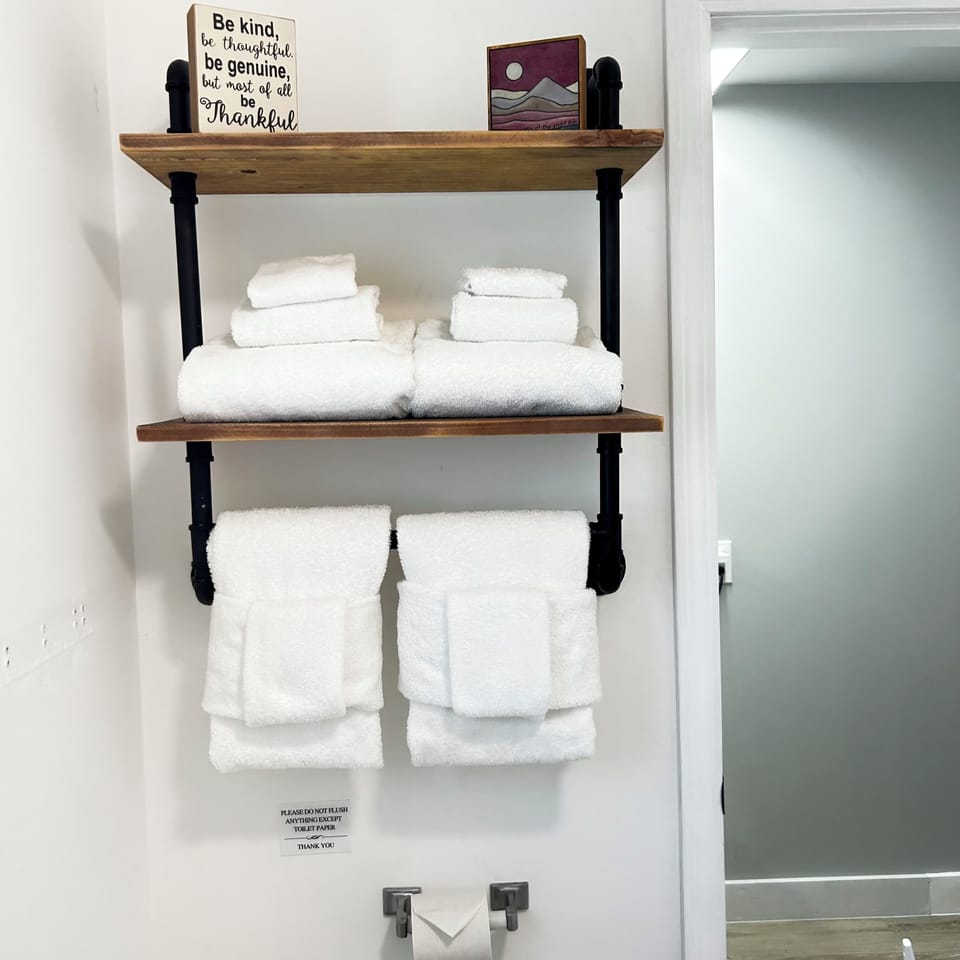 Double Room, 2 Queen Beds, Private Bathroom | Bathroom | Free toiletries, hair dryer, towels, soap