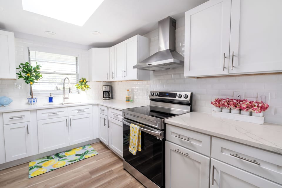 Cook up some dinner in the newly remodeled, fully stocked kitchen. 